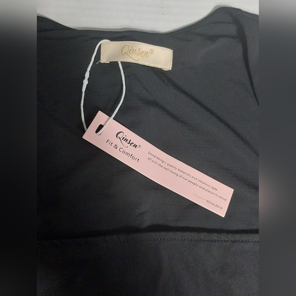 QINSEN Womens Sexy Square Neck Long Sleeve Full Length Bodycon Stretch Size XL - Picture 7 of 12